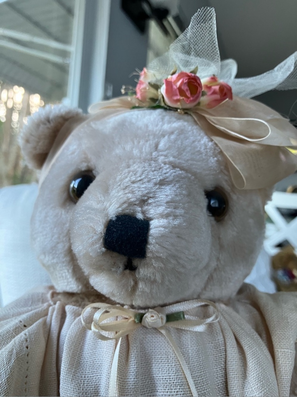 1980’s Vintage Belinda Von Bruin Collectible Jointed Teddy Bear 18 Inches Tall.